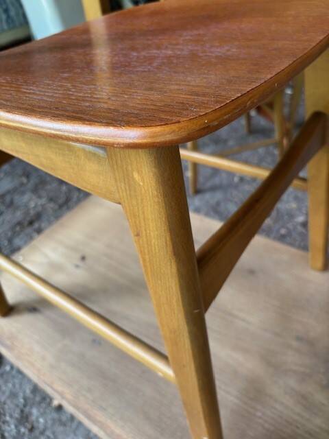 5 beech and teak chairs - Denmark 50s/60s
