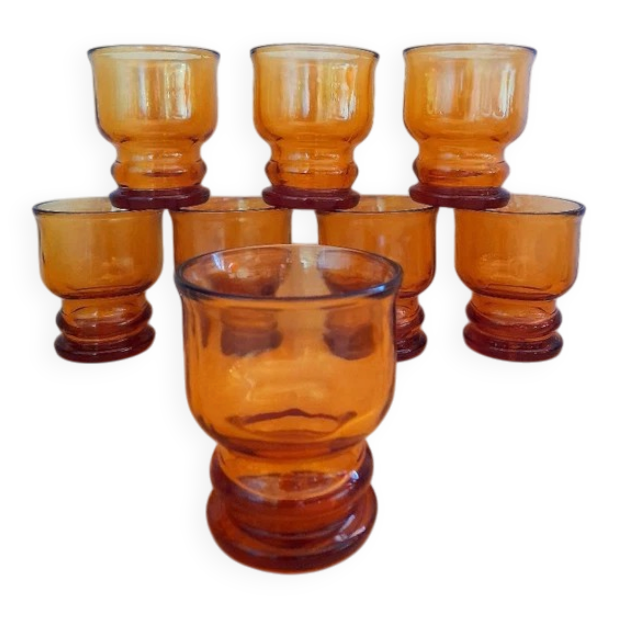 Set of eight amber glasses, Pernod 1970