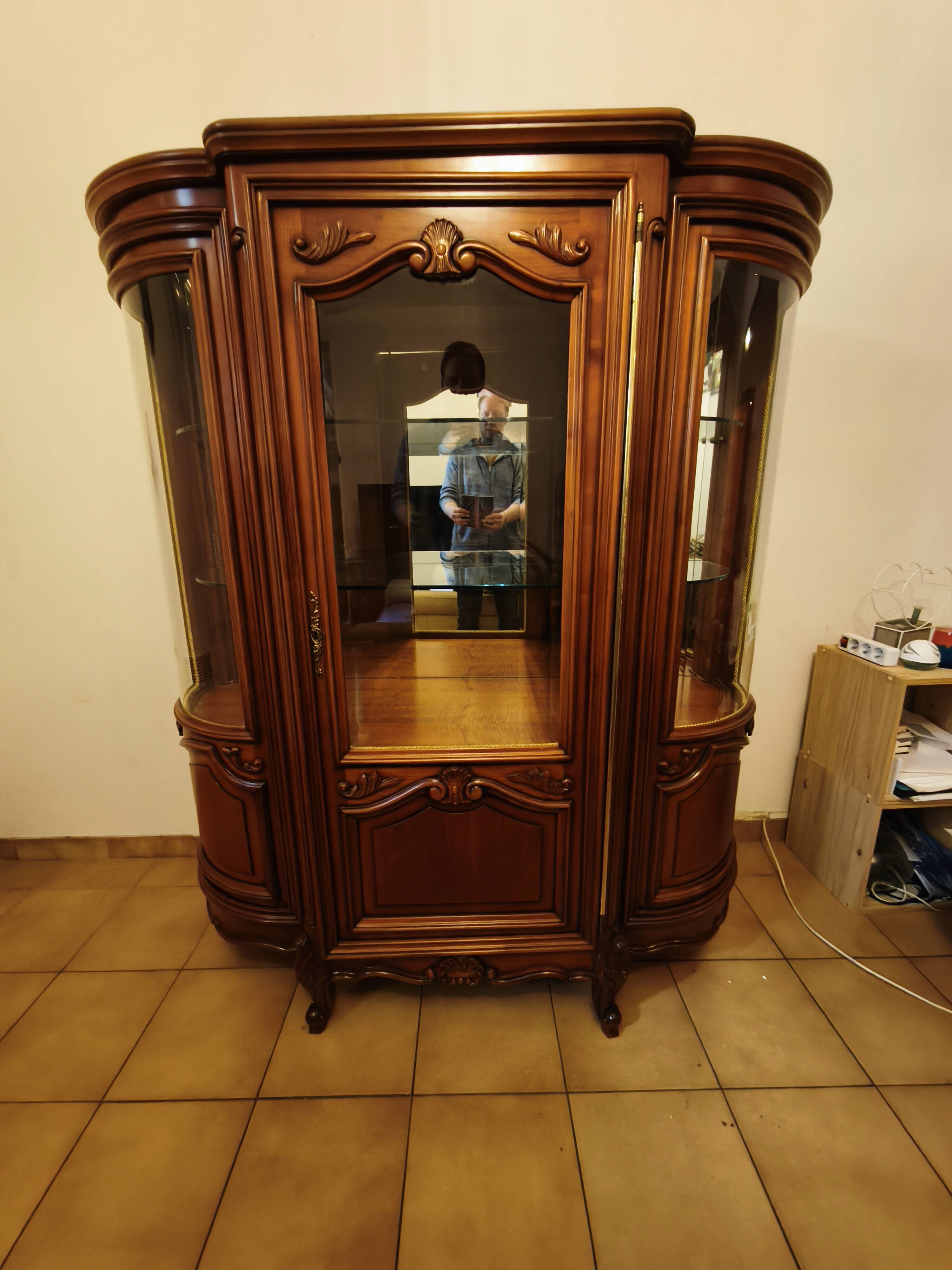 Silver cabinet, solid cherry wood display case