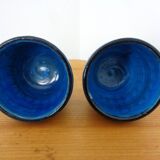 Italian Rimini Blue Ceramic Cachepots by Aldo Londi for Bitossi, 1960s, Set of 2