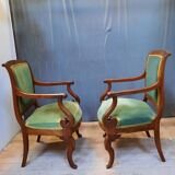Pairz de fauteuils à crosse en acajou