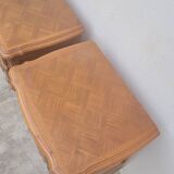 Pair of Louis xv style bedside tables in cherry wood, 3 drawers