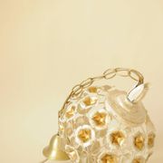 Flower ball chandelier - vintage floral pendant light in gold metal