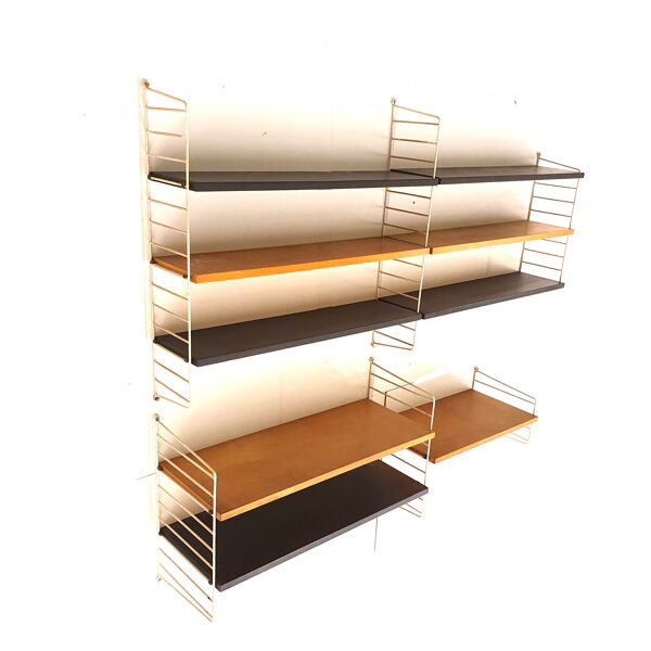 Étagère murale vintage / système mural par Nisse Strinning pour String AB – Suède, fabriqué dans les années 60