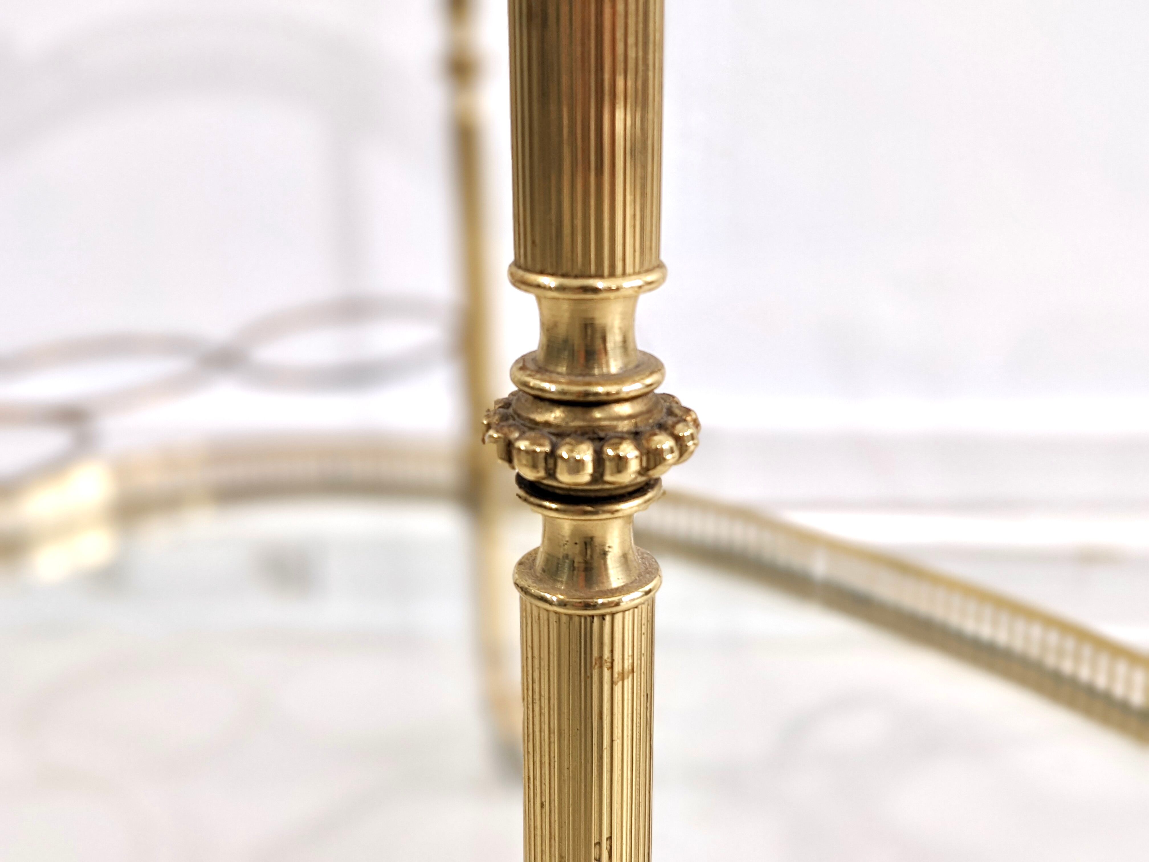 Golden metal dessert with glass tops