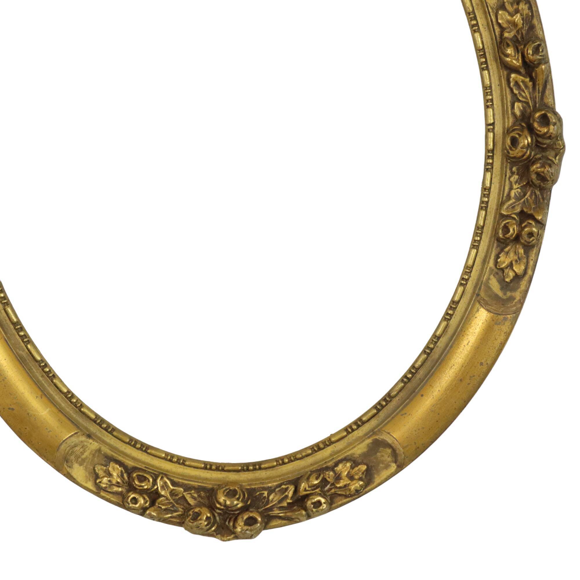 Oval Golden Wooden Frame Classic Roses Baroque Style France 59x49cm