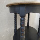 Patinated blackened wood oval gueridon