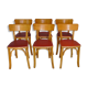 Six vintage Baumann bistro chairs in blond wood