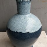 Large Accolay vase ceramic blue 1950