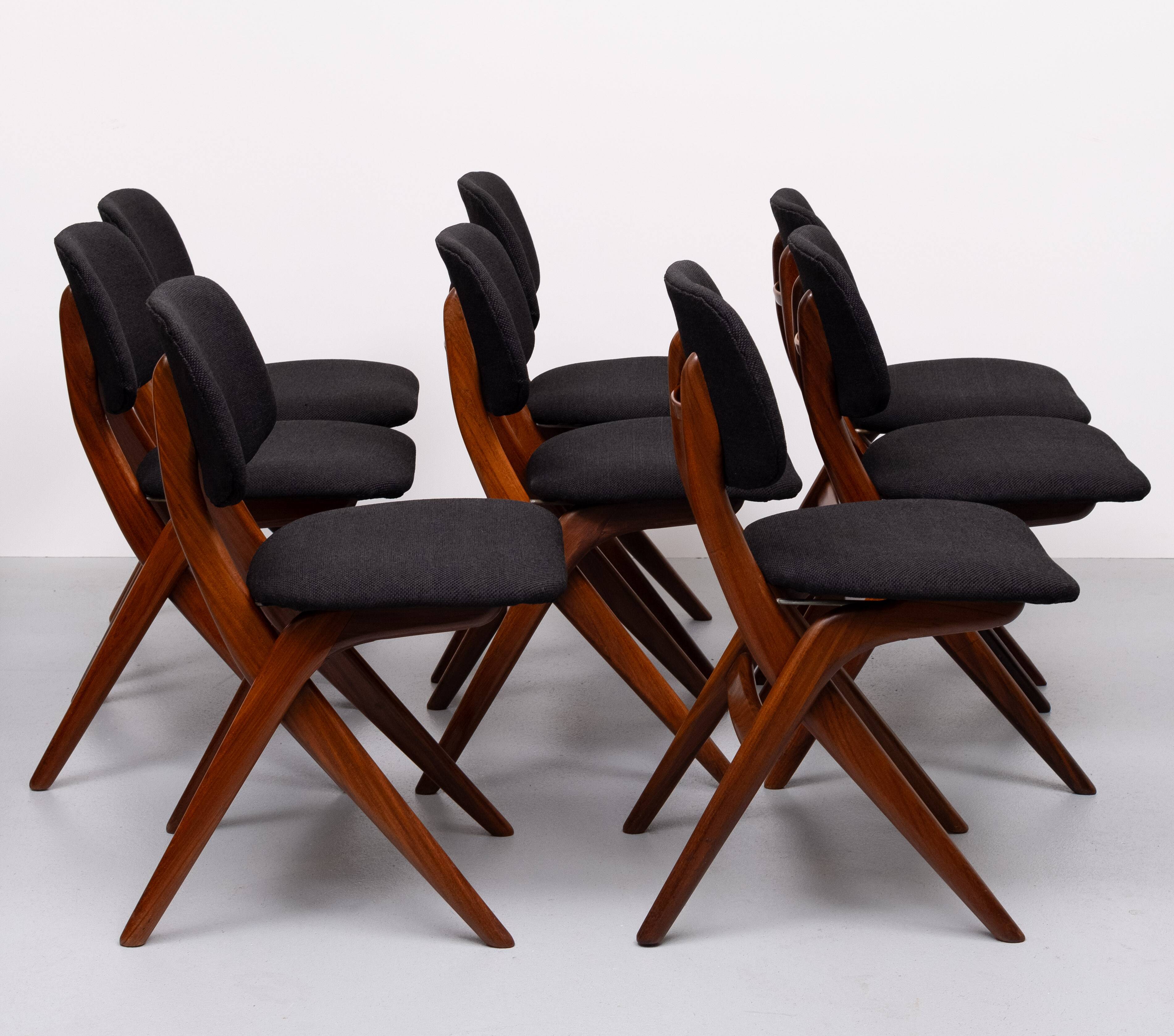 Dutch Scissors Dining Chairs Louis by Van Teeffelen for Wébé, 1959, Set of 8