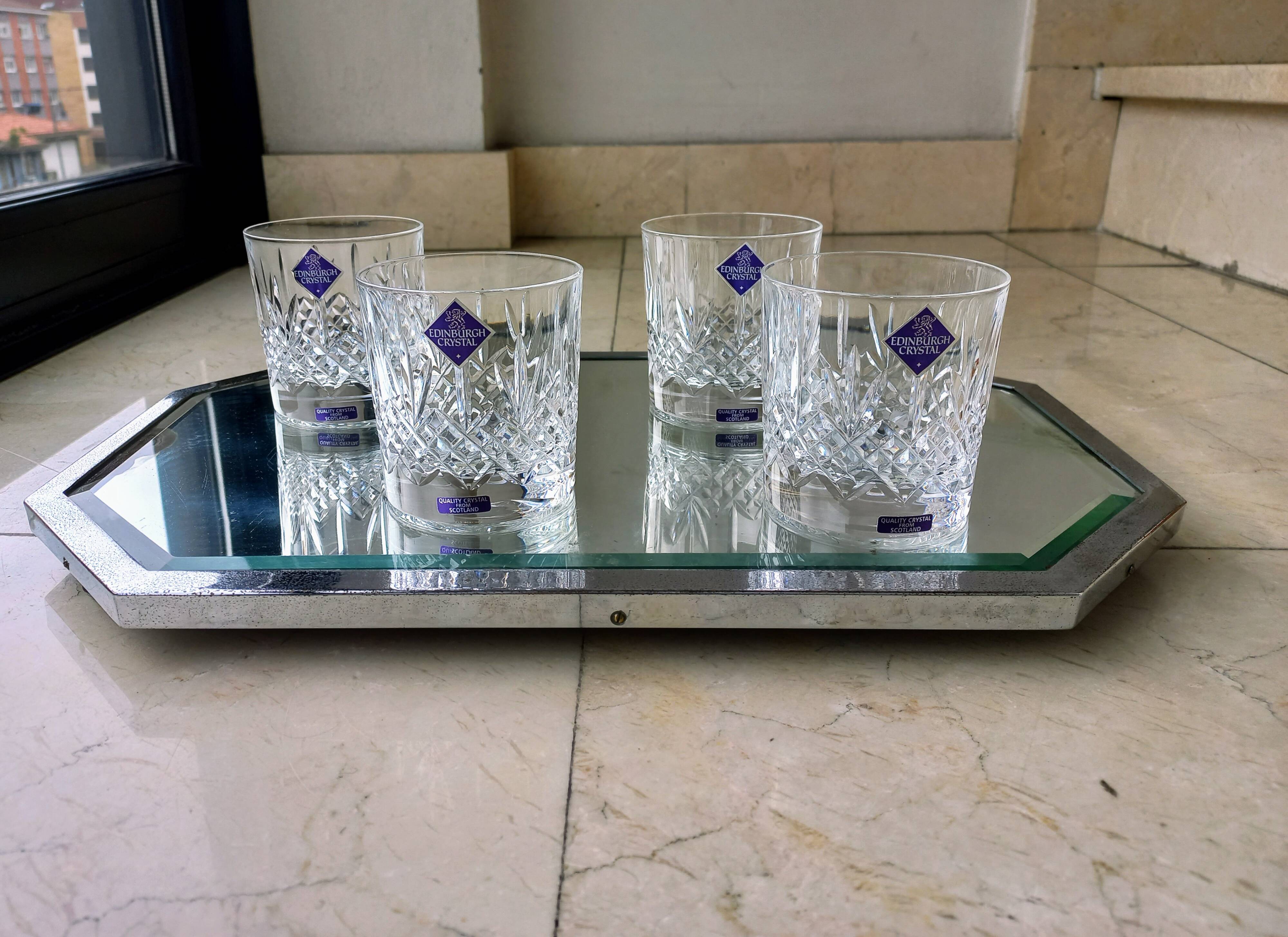4 Edinburgh Crystal whiskey glasses