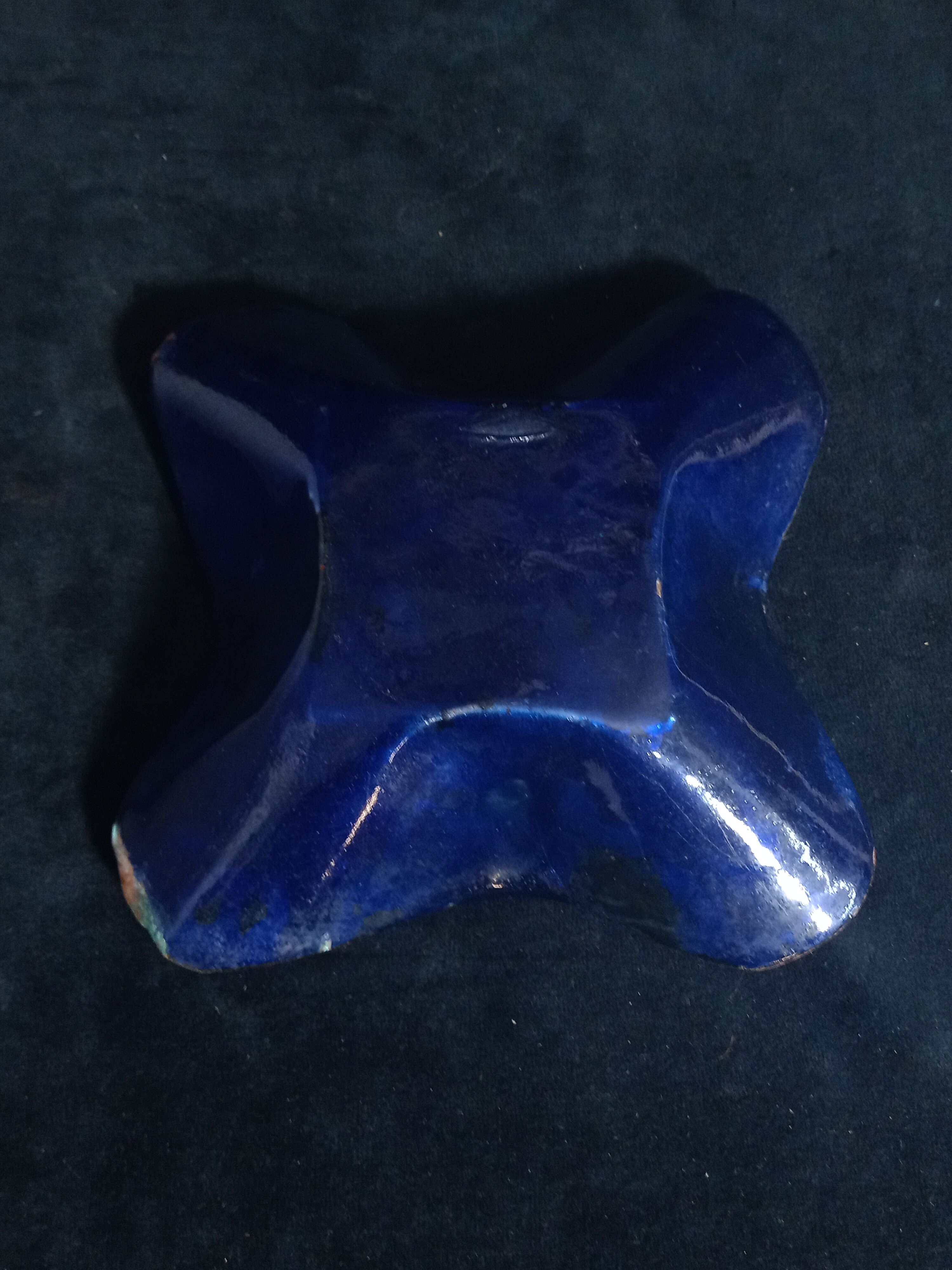 Two vintage enamelled copper tidies