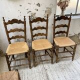 Set of rustic Provençal mulched chairs