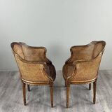 Pair of caned armchairs in Louis XVI style, 19th century