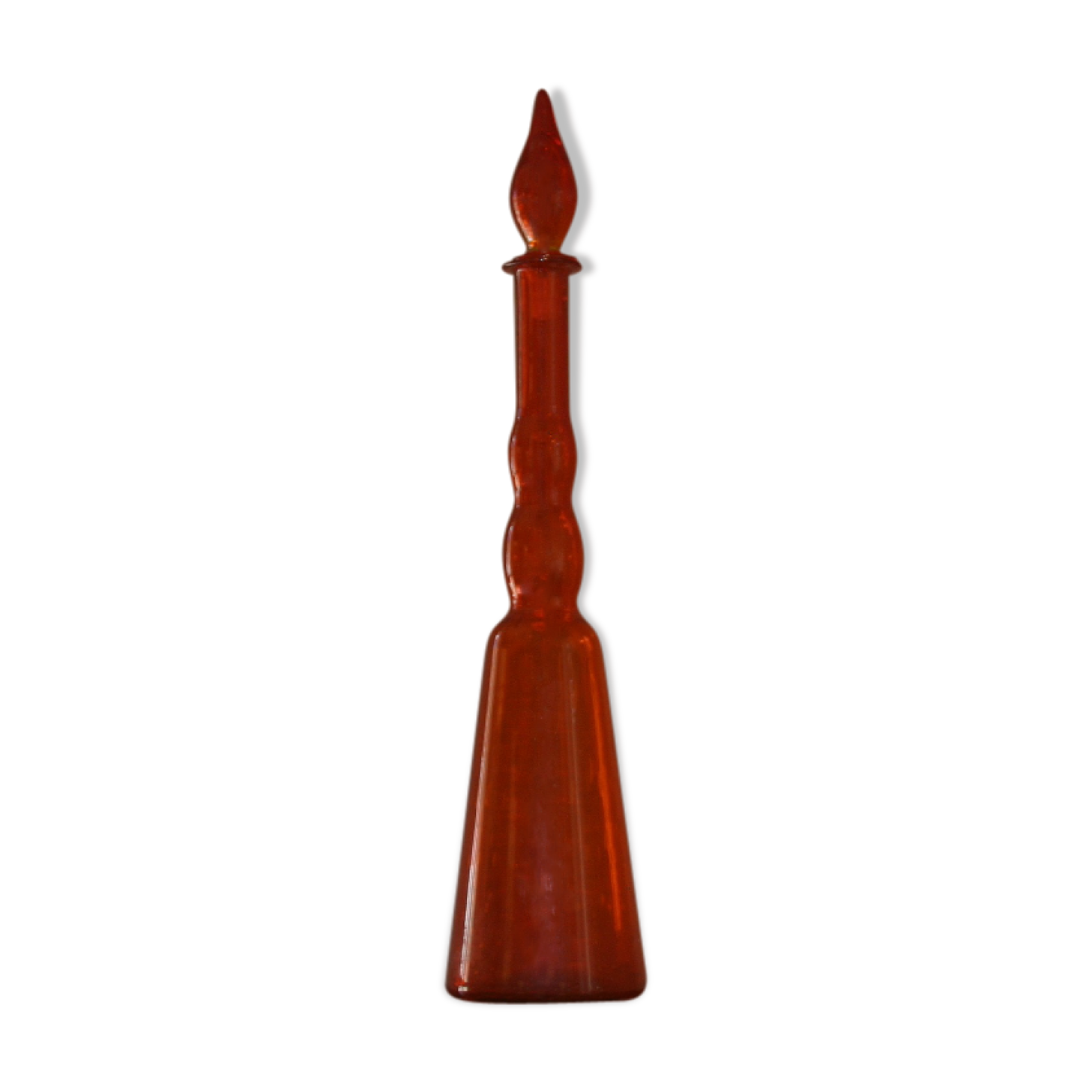 Bouteille décorative en verre orange, Murano