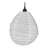 Small Japanese-style natural rattan and linen pendant light in the shape of a drop H40 D35