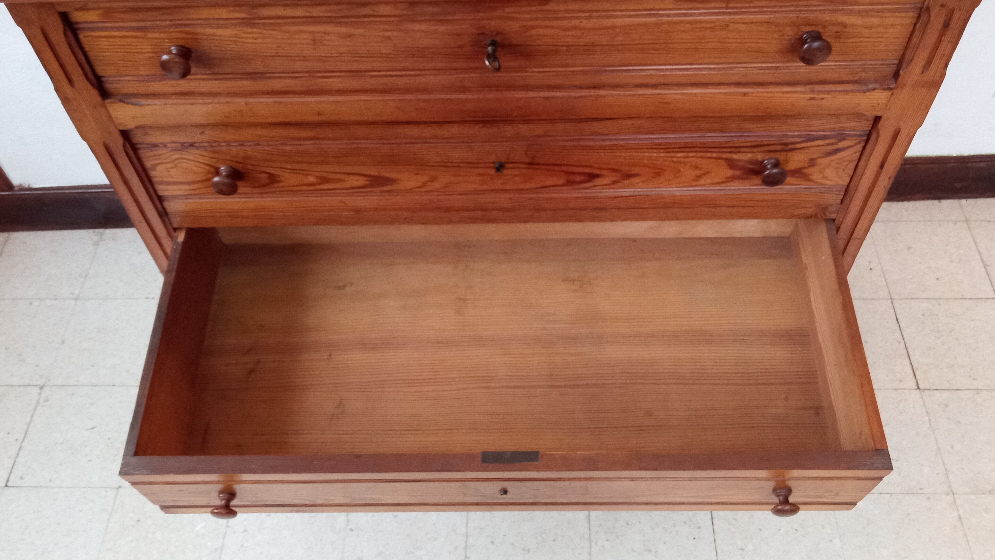 Antique pitchpin chest of drawers