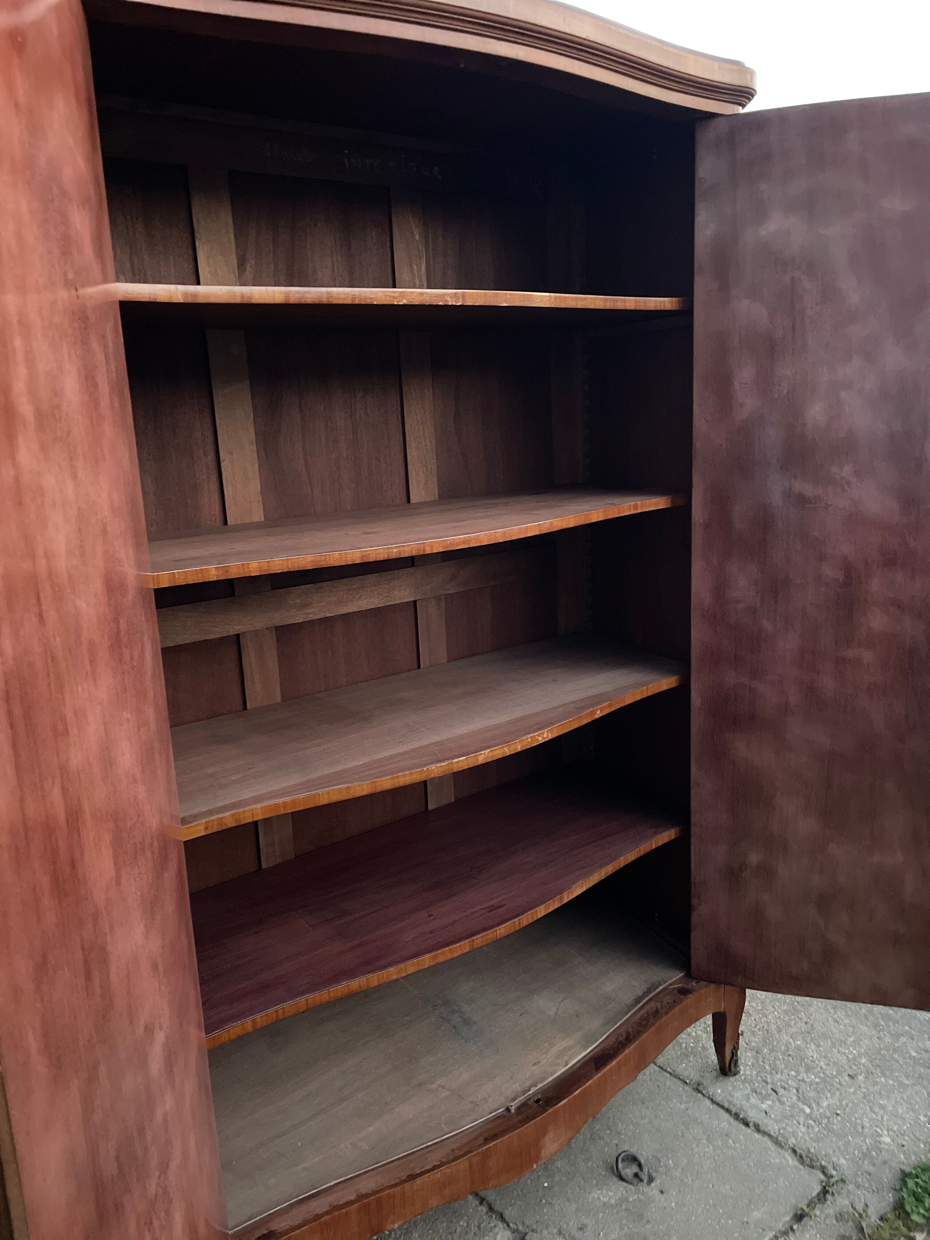 Wardrobe linen Louis XV marquetry matt rosewood
