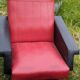 Pair of vintage 60s armchairs – Red and black faux leather