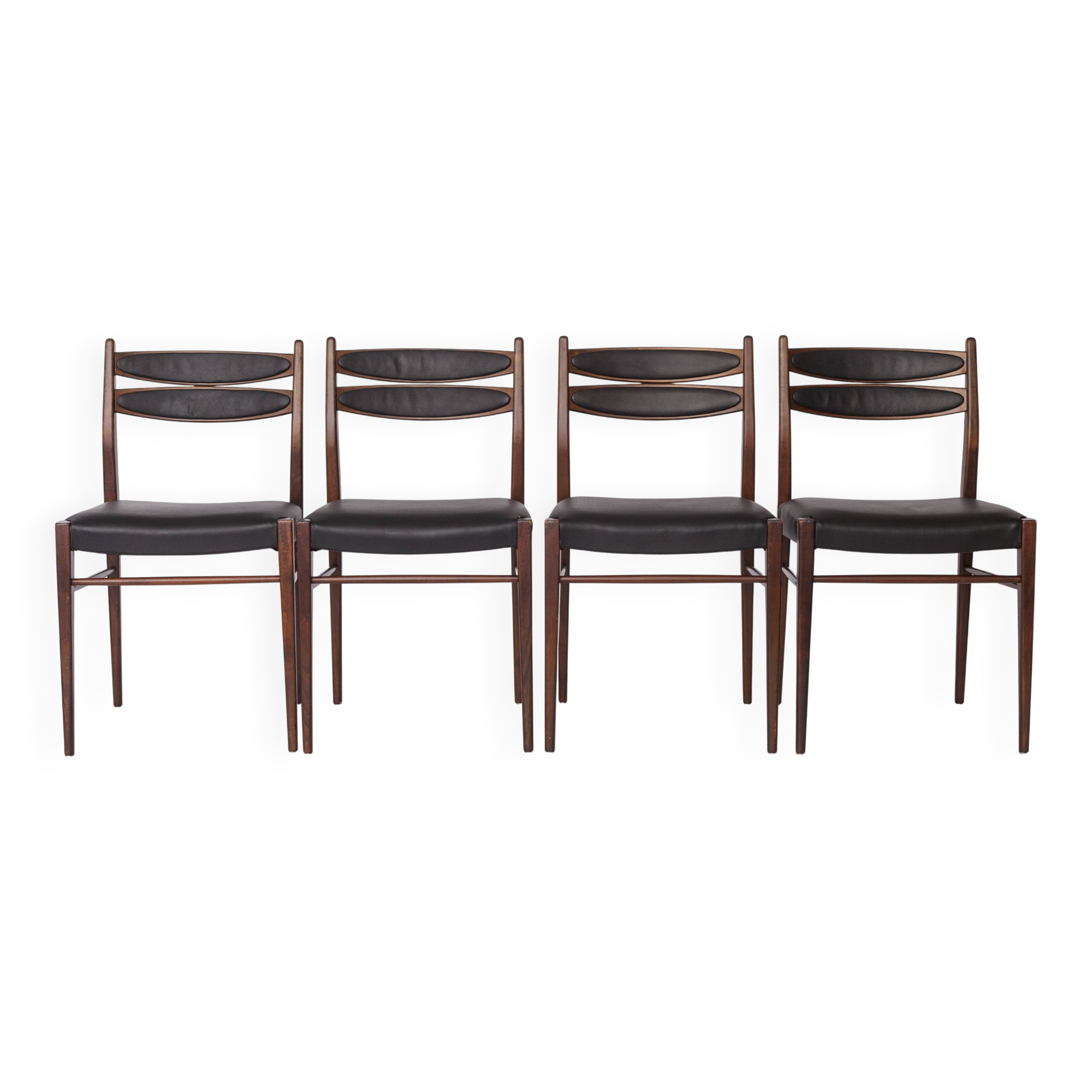 Set of 4 Vintage Teak Dining Chairs, 1960s German Mid-Century Modern, Black