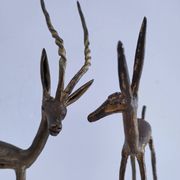 four vintage brass gazelle antelope sculptures