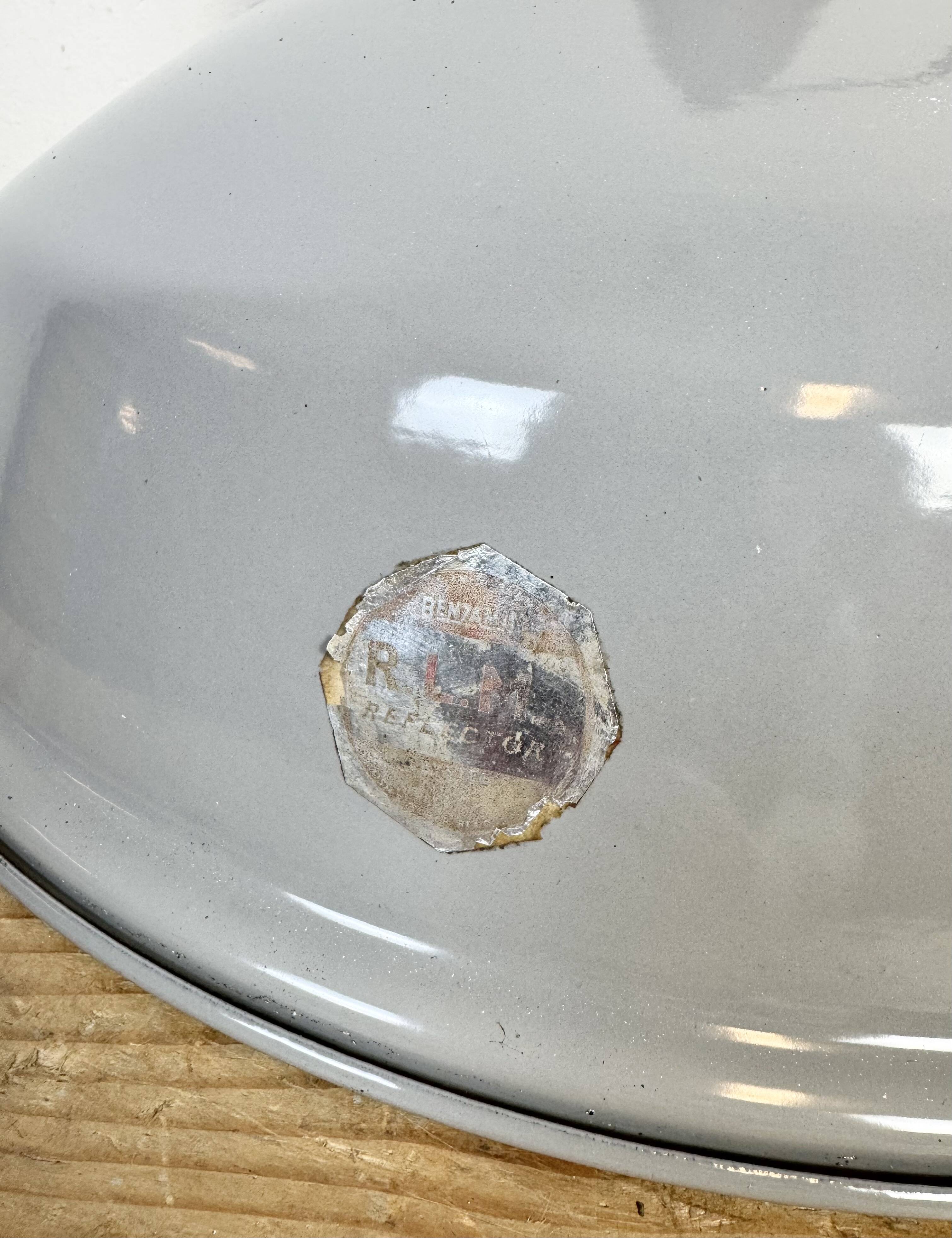 Large Industrial British Grey Enamel Pendant Lamp from Benjamin, 1960s