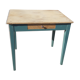 Table de ferme d'appoint patine turquoise
