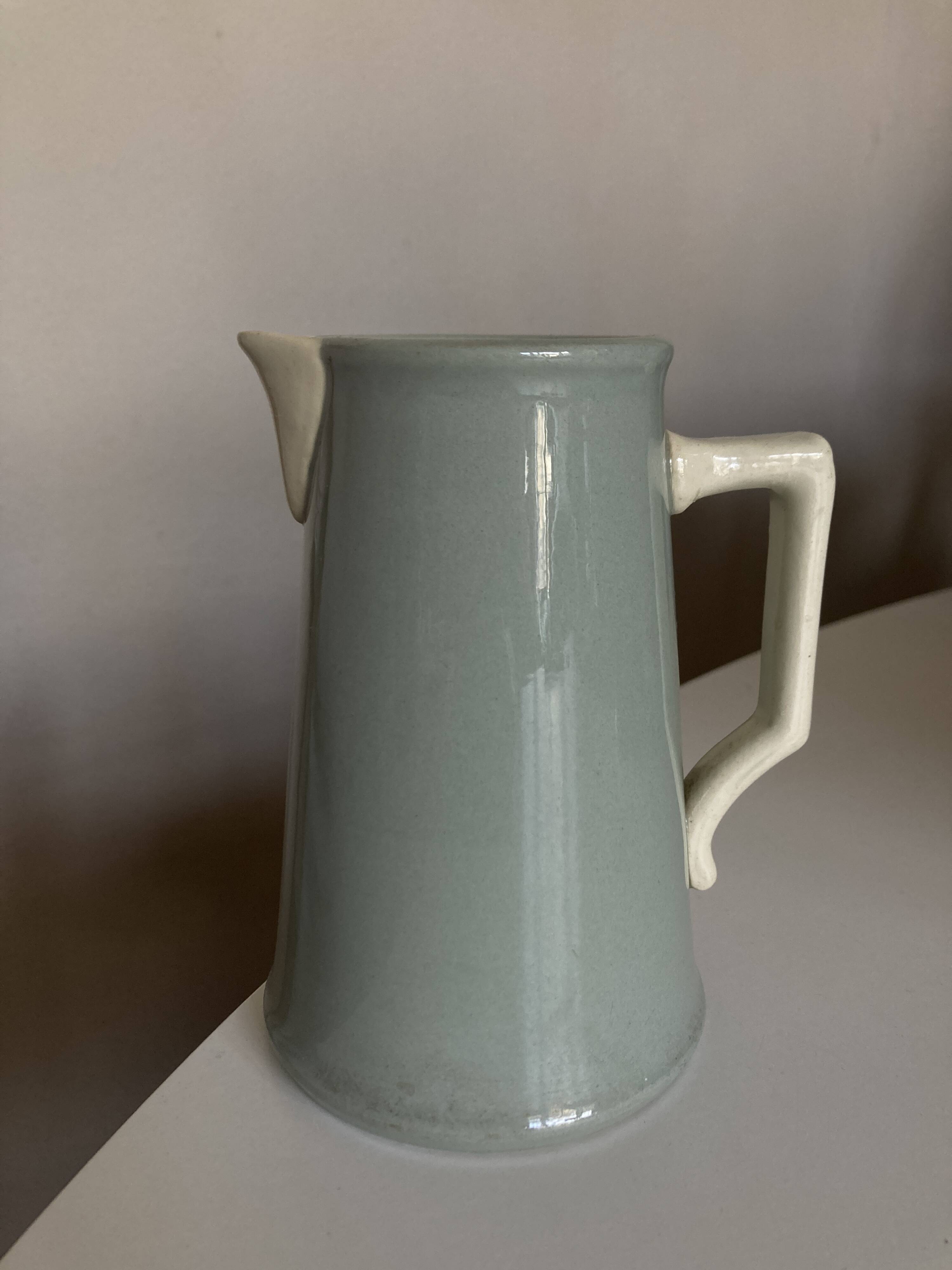 Sarreguemines Celadon neo classic pitcher 1950