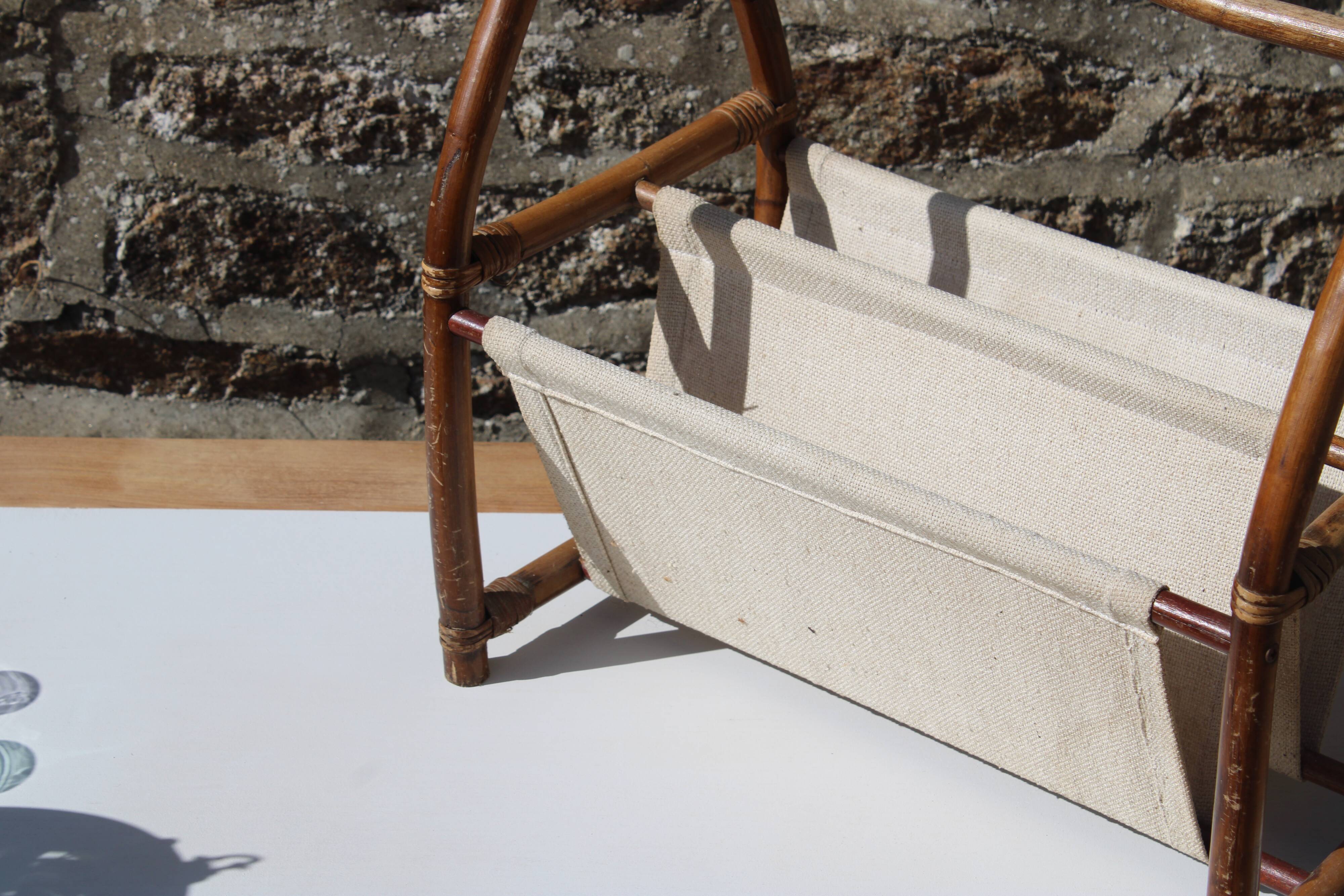 Rattan and jute magazine door