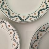 Lunéville set of 6 plates of antique white porcelain tableware with floral decoration