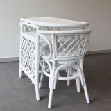White rattan table and chairs set.