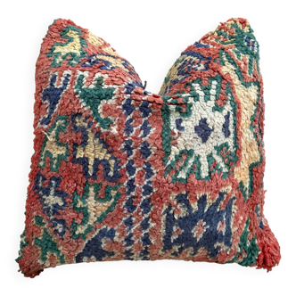 Vintage Berber cushion in purple wool handmade in Morocco