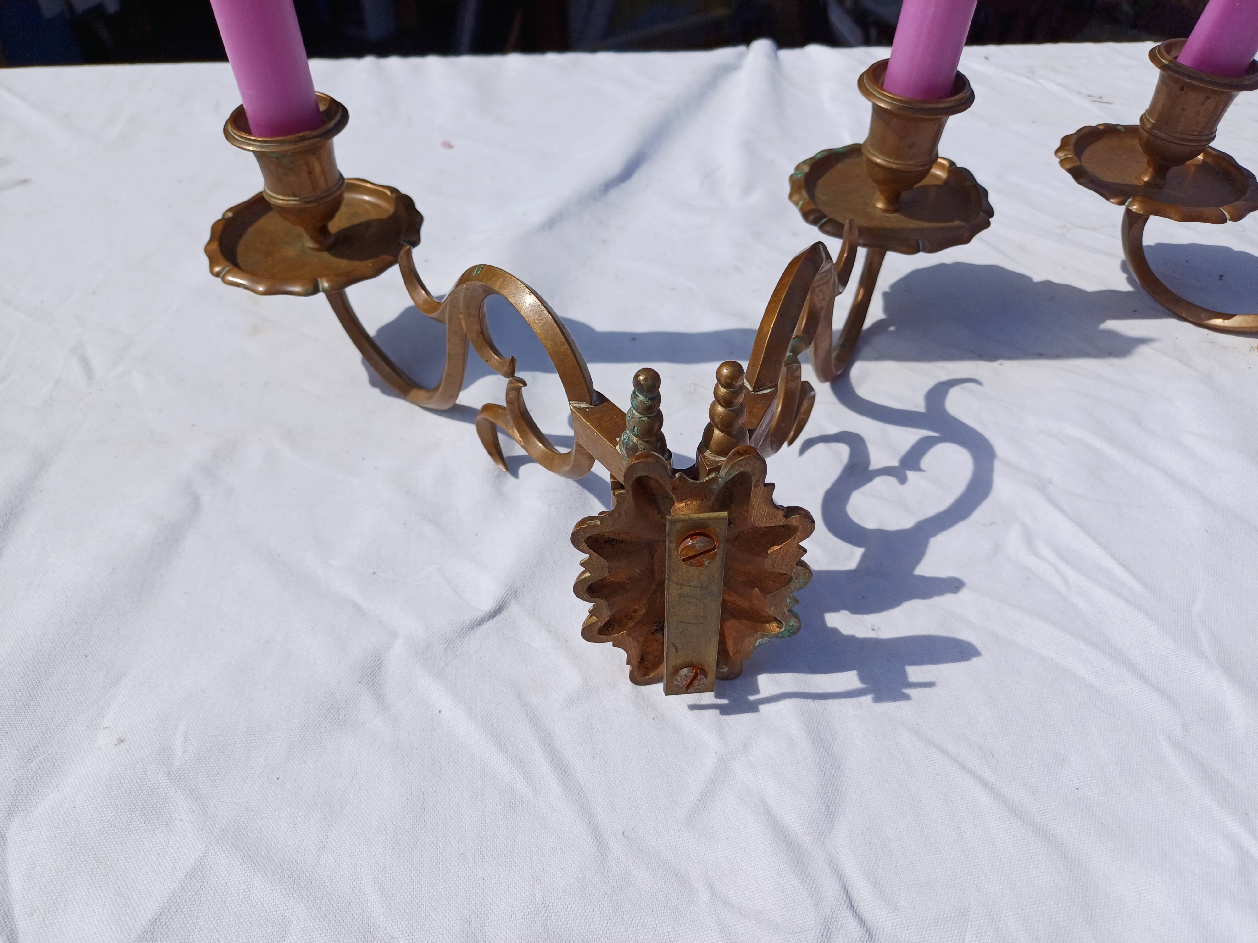 Pair of Bronze Candlesticks with 2 Arms of Lights