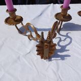 Pair of Bronze Candlesticks with 2 Arms of Lights