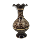 Black brass vase and golden decoration 22cm
