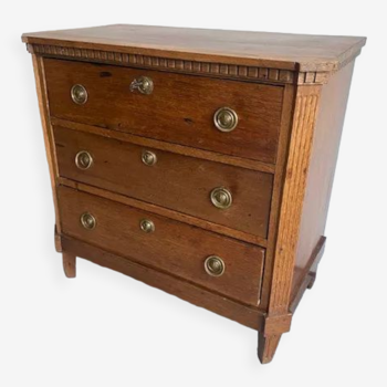 Old antique oak wood Louis XVI chest of drawers