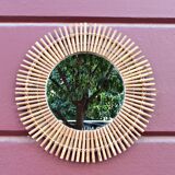 Vintage rattan sun mirror