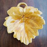 Small dish or pocket emptier 22 cm in barbotine leaf shape Sarreguemines
