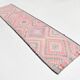 3x13 Soft Pink Turkish Vintage Runner Rug, 94x404Cm