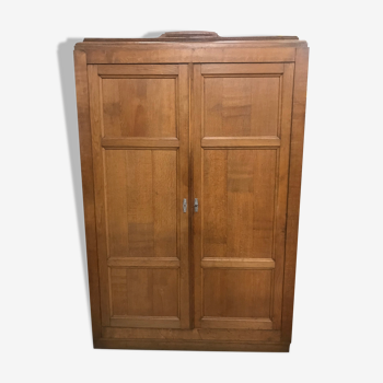 Armoire penderie vintage chêne massif 1950