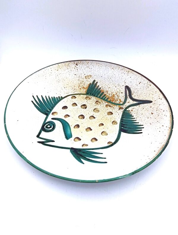 Roger Picault - Vallauris - Assiette décor poisson