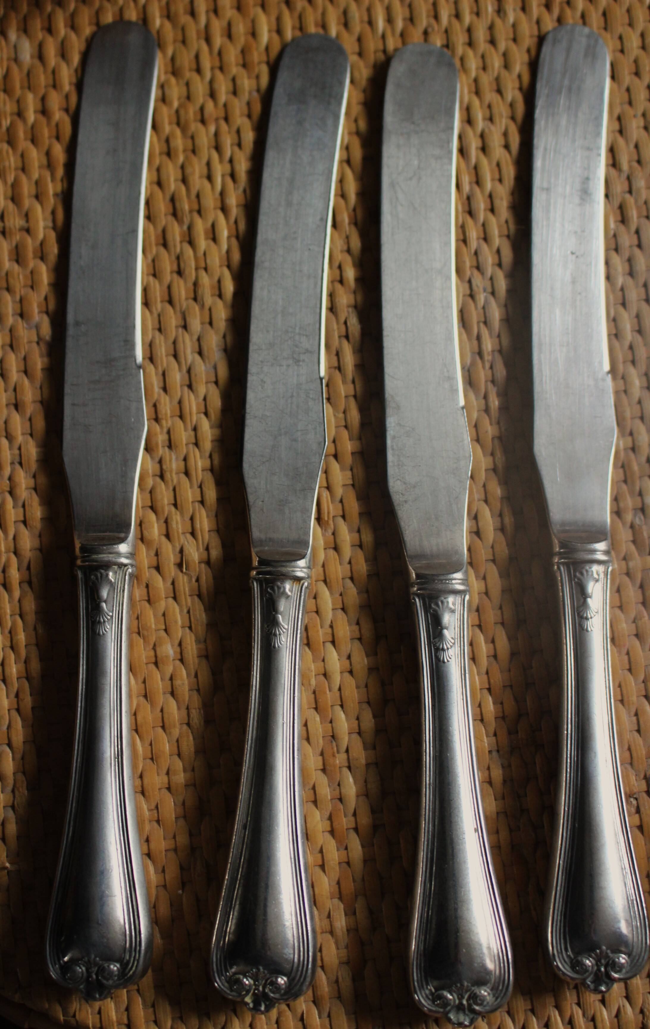 Lot 6 old knives silver metal decorations