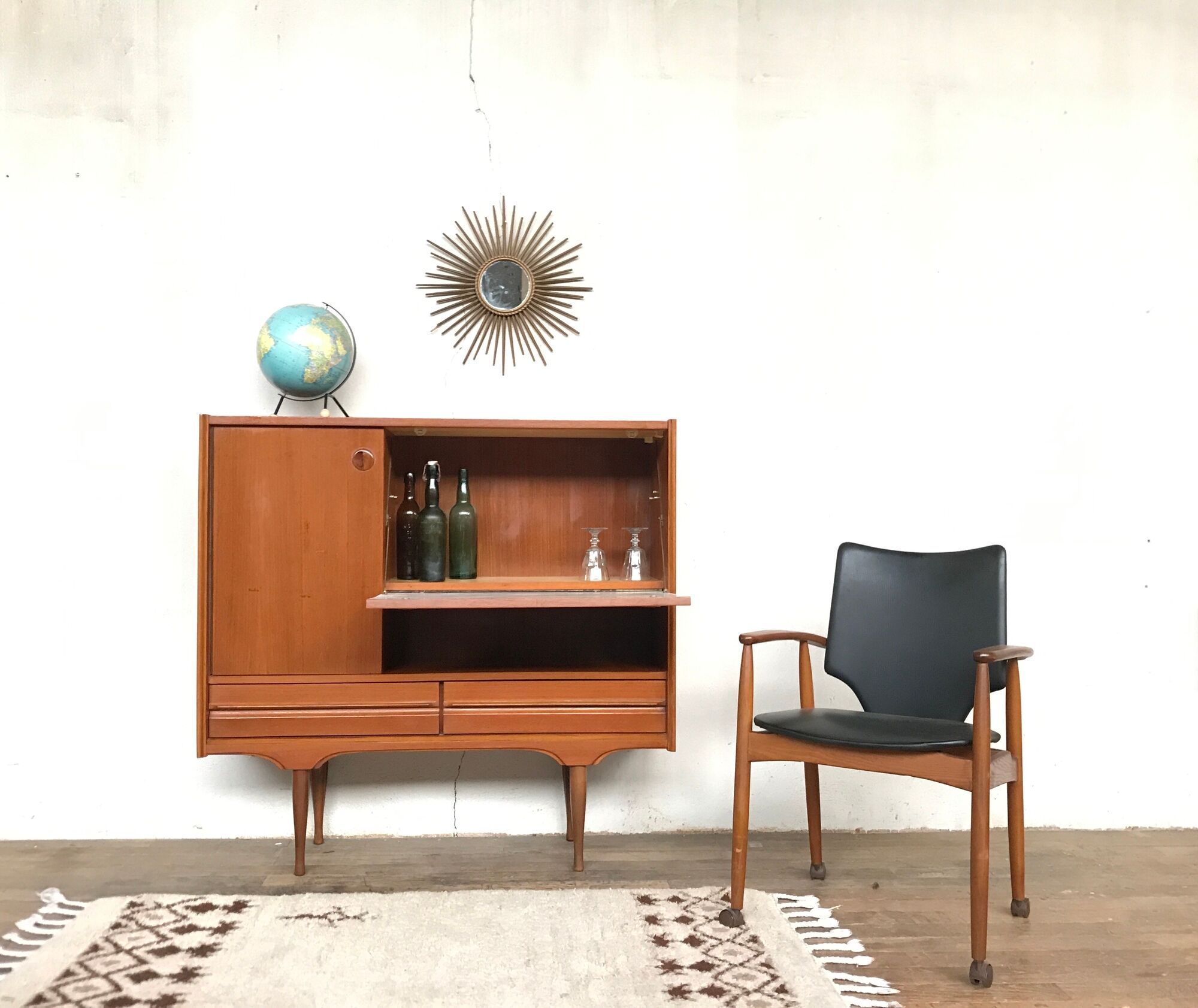 Scandinavian high sideboard in teak 1960s