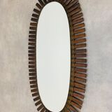 Miroir soleil rotin ovale 102 x 51 cm style jungle chic