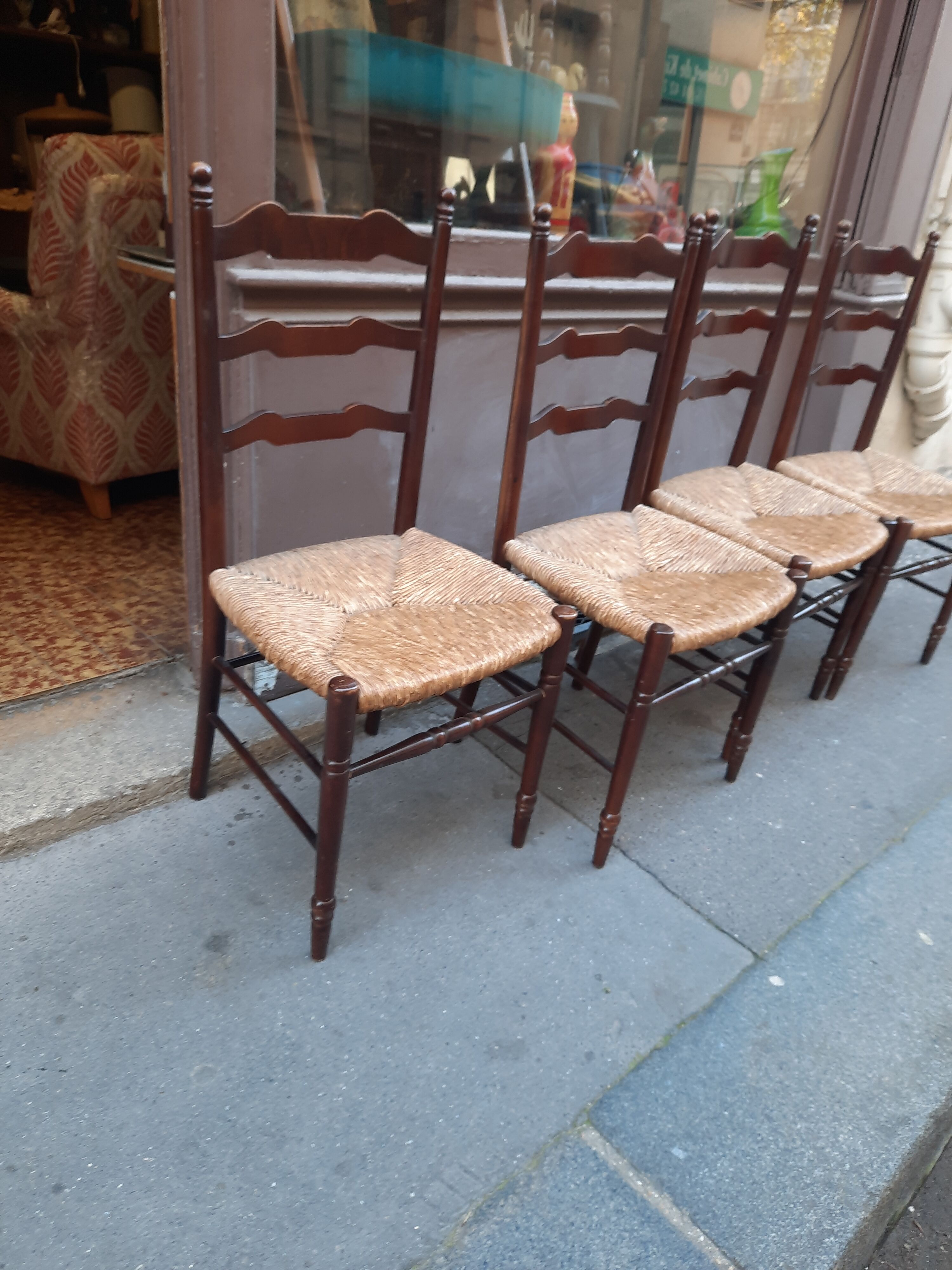 Lot de 4 chaise paillage