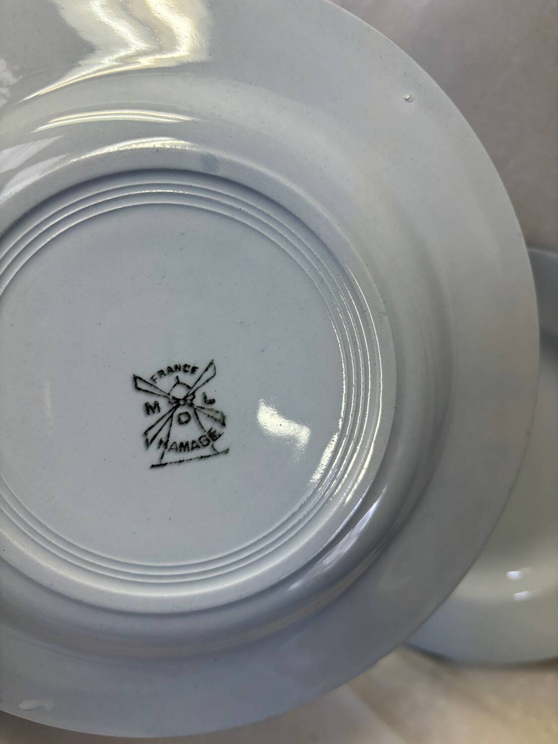 Set of 6 Moulin des loups blue dessert plates