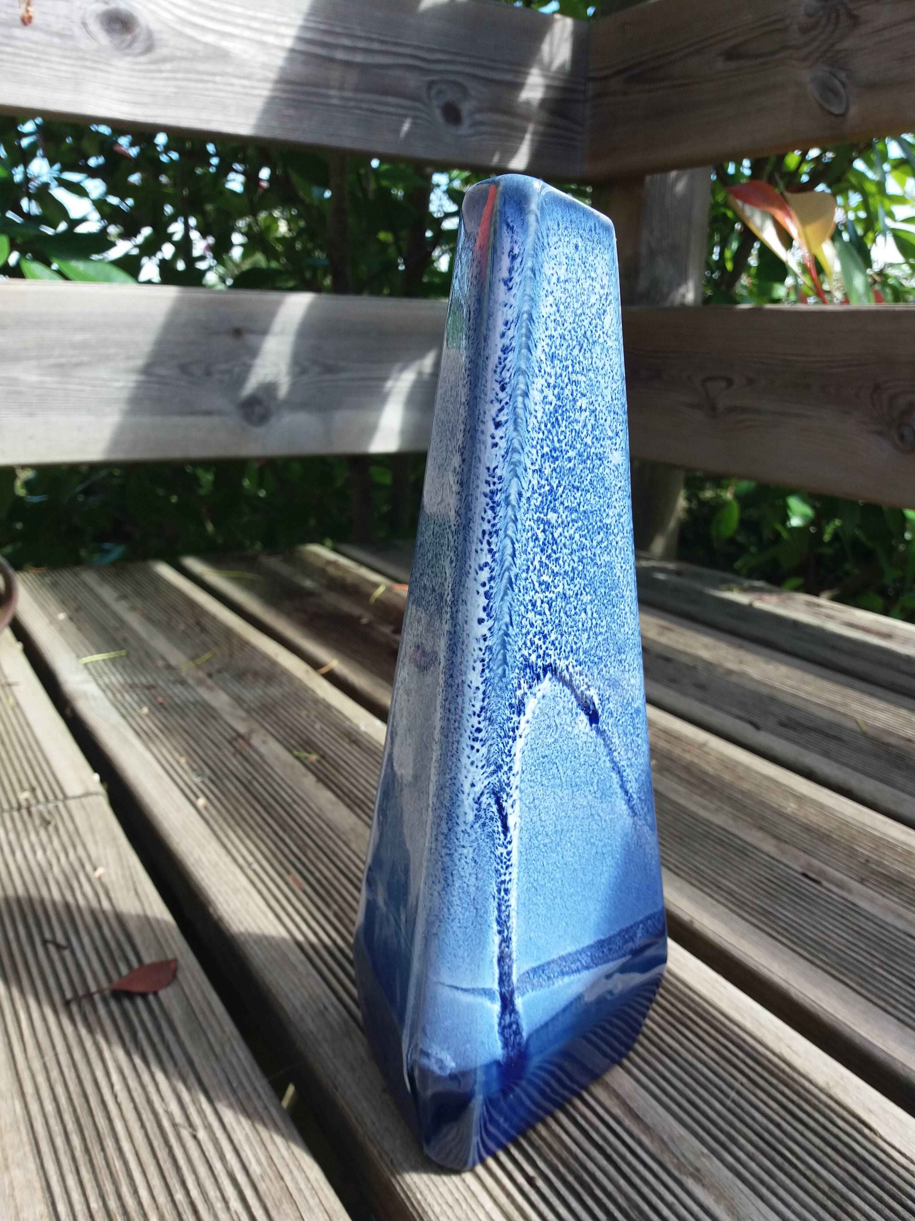 Geometric speckled glazed ceramic vase