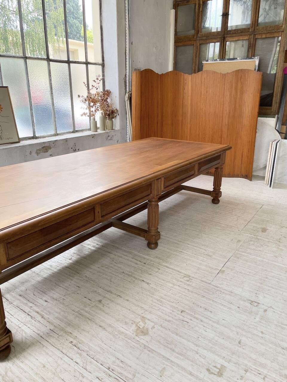 Solid walnut farmhouse castle table 1900 XXL