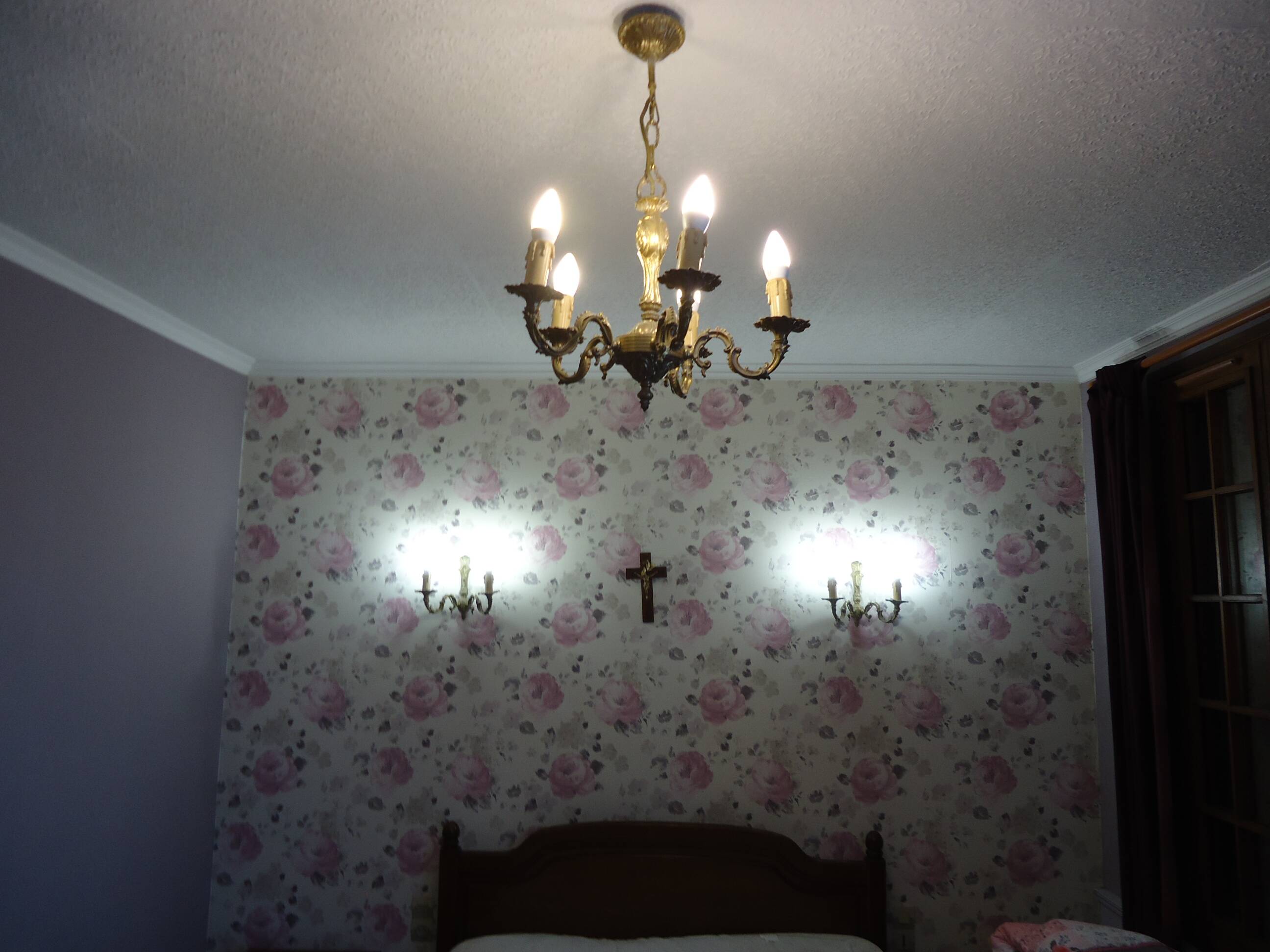 Lustre 5 braches + 2 appliques bronze