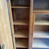 Library / Vintage solid wood sideboard – 3 doors with display cabinet